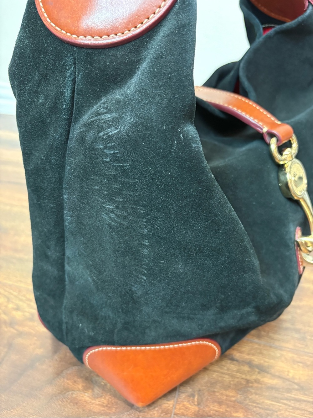 Dooney & Bourke Black Medium Suede Slouchy Hobo Shoulder Bag - Picture 3 of 12